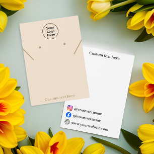 Simple beige necklace earrings Display Card
