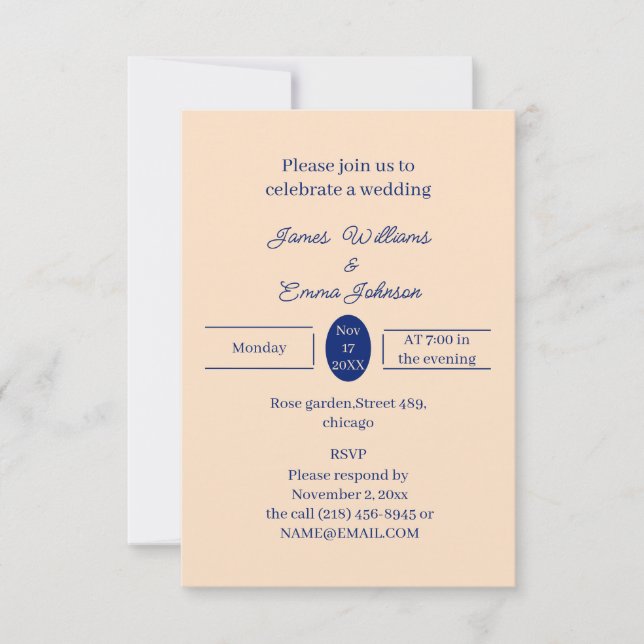 Simple Beige Personalised Wedding Invitation (Front)