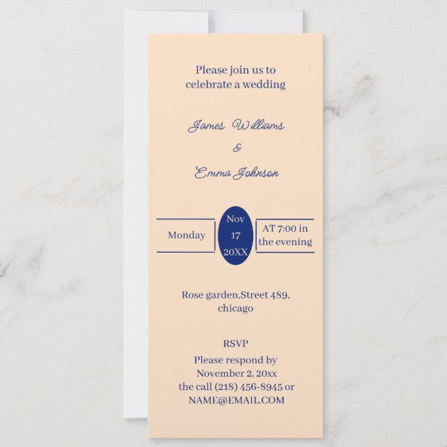 Simple Beige Personalised Wedding invitation (Front)