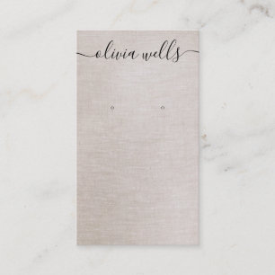 Simple Beige Signature Script Earring Display Business Card