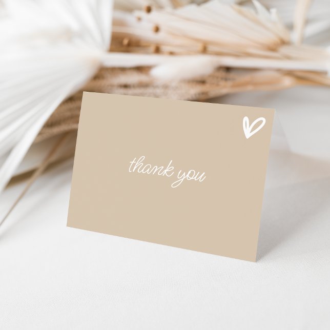Simple Beige Thank You Card with Heart (Creator Uploaded)