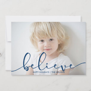Simple Believe BLUE Holiday PHOTO Card