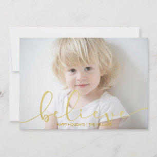 Simple Believe FAUX GOLD Holiday PHOTO Card