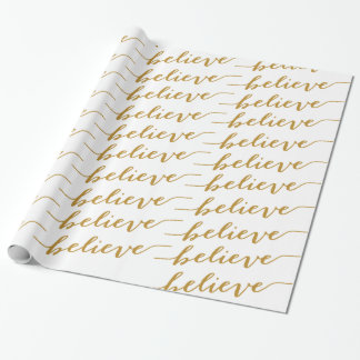 SIMPLE BELIEVE HOLIDAY GREETING | GOLD WRAPPING PAPER