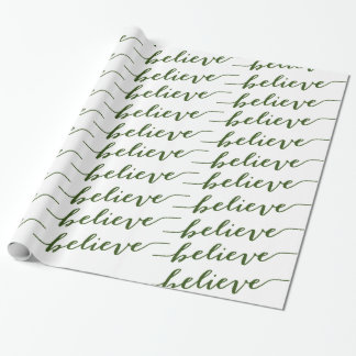 SIMPLE BELIEVE HOLIDAY GREETING | GREEN WRAPPING PAPER
