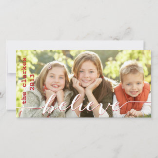 Simple Believe Holiday Photo Cards | Red White