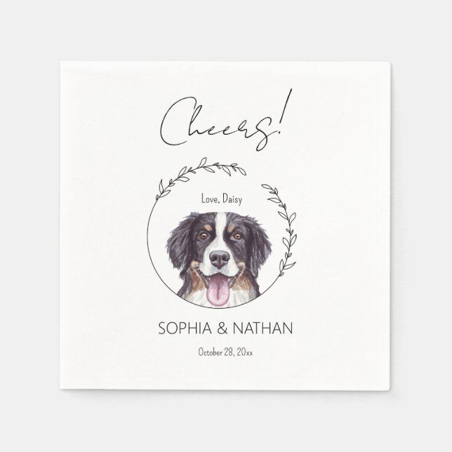 Simple Bernese Mountain Dog Wedding Cocktail  Napkin (Front)