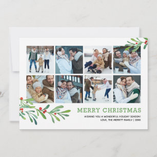 Simple Berries 8 Photo Christmas Photo Card