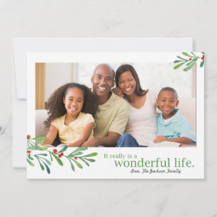 Simple Berries Wonderful Life 1 Photo   Holiday Card