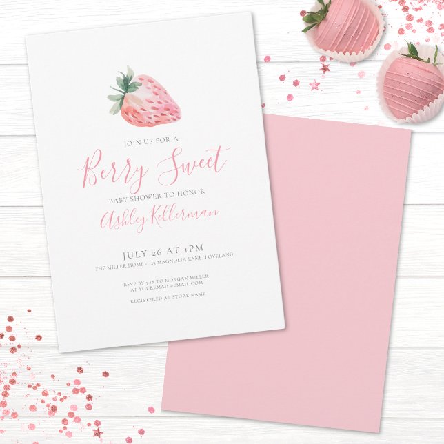 Simple Berry Sweet Baby Shower Invitation (Berry Sweet Baby Girl Shower Invitation)