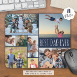 Simple BEST DAD EVER 8 Photo Collage Navy Blue Mouse Mat<br><div class="desc">Create your own personalised, custom colour photo mouse pad for the BEST DAD EVER with this easy-to-upload photo collage template featuring 8 pictures in various shapes and sizes, both horizontal and vertical to accommodate a wide variety of photo subjects in your choice of text and background colours (shown with white...</div>