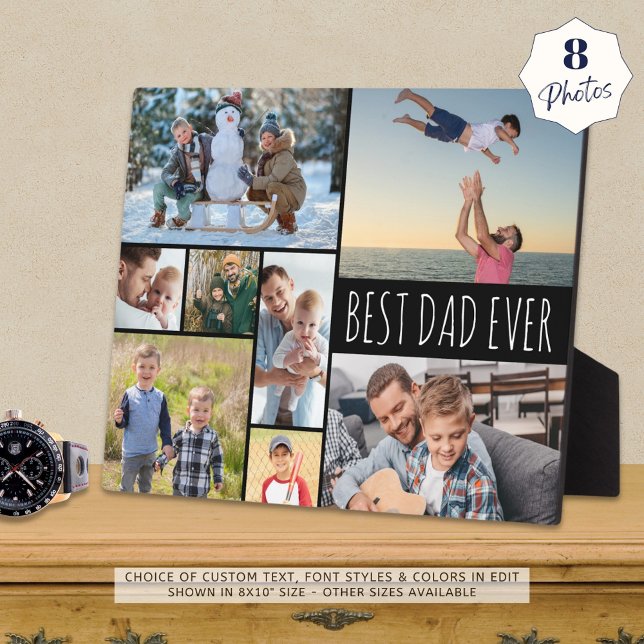 Simple BEST DAD EVER 8 Photo Collage Plaque (Creator Uploaded)