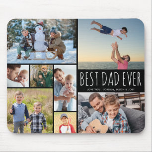 Simple BEST DAD EVER 8 Photo Collage Your Text Mouse Mat