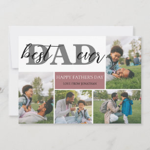 Simple Best Dad Ever Fathers Day Dad 4 photo Holiday Card