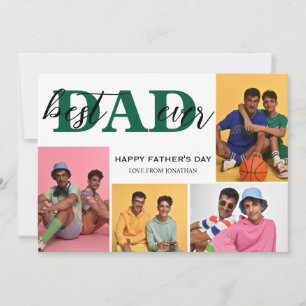 Simple Best Dad Ever Fathers Day Dad 4 photo Holiday Card