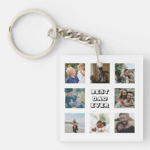 Simple Best Dad Ever Photo Collage Father’s Day Key Ring