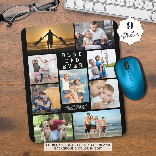 Simple BEST DAD EVER Photo Collage Personalised Mouse Mat (Creator Uploaded)
