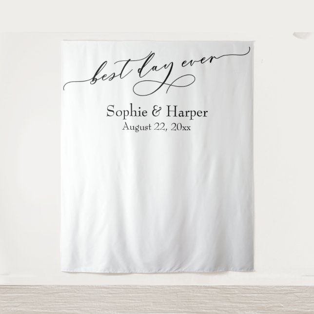 Simple Best Day Ever Photo Backdrop Tapestry (Front)