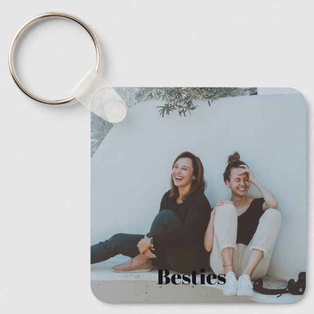 Simple Best Friend Besties Double Sided Photo Key Ring (Front)