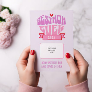 Simple Best Mom Ever Retro Pastel Gift Card Holder