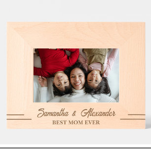 Simple Best mum ever Name Engraved Wood Frame