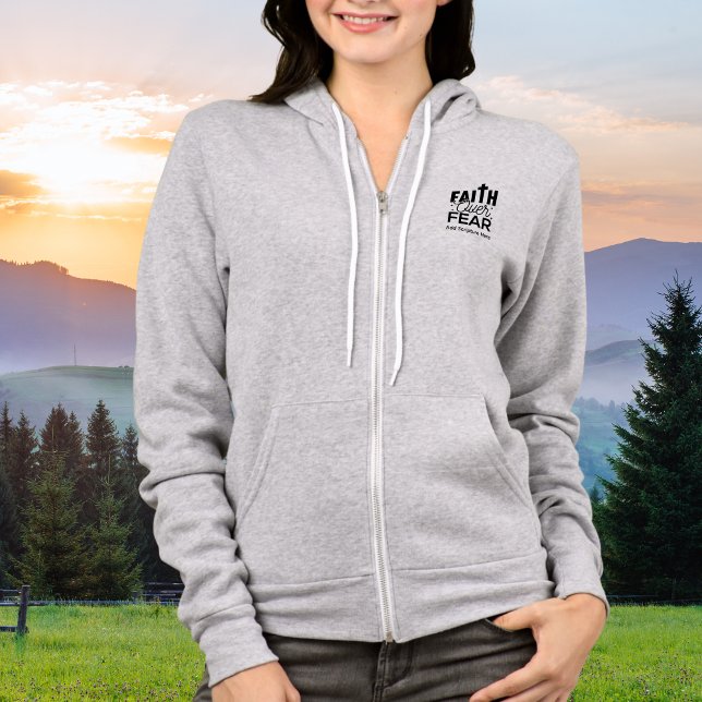 Simple Bible Verse Personalized  Hoodie (Simple but Elegant Faith over Fear design, add your text,)