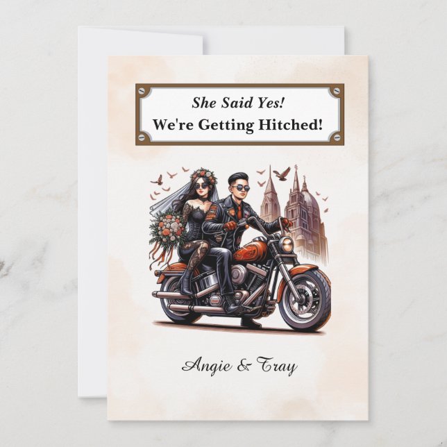 Simple Biker Wedding Invitation (Front)