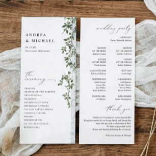 Simple Birch Tree Greenery Foliage Wedding Programme