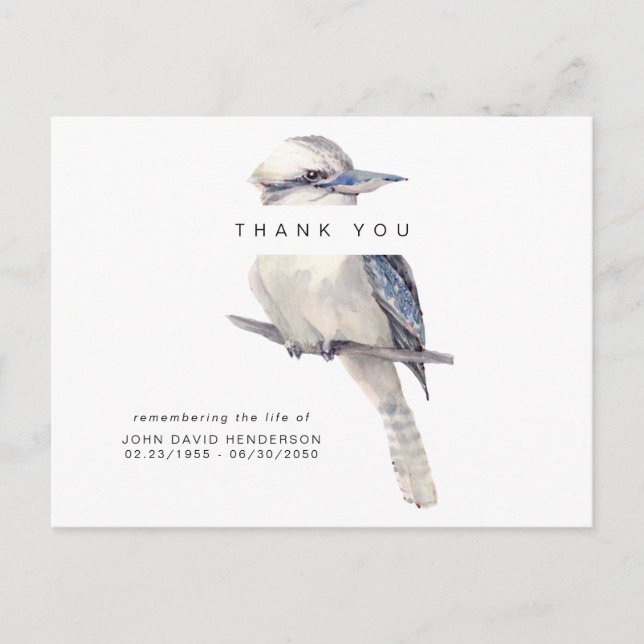 Simple Bird Funeral Loss of Life Thank You Postcard (Front)