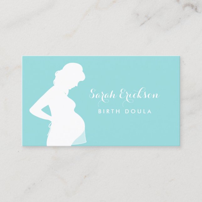 Simple Birth Doula Pregnant Woman Silhouette Business Card (Front)