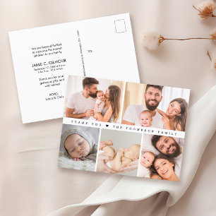 Simple Birth Photo Collage Baby Shower thank you Postcard