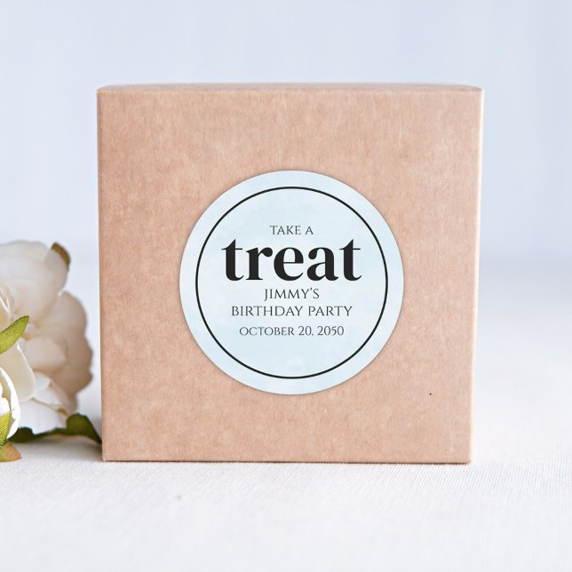 Simple Birthday Blue Personalised  Classic Round Sticker (Creator Uploaded)