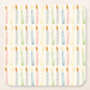 Simple Birthday Candles Party Square Paper Coaster
