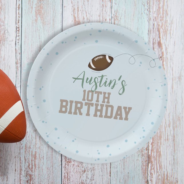 Simple Birthday Cute Sports Football Party Paper Plate (Creator Uploaded)