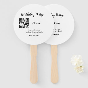 Simple birthday party website barcode QR add name  Hand Fan