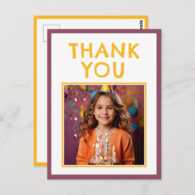 Simple Birthday Thank you Kids Photo  Postcard (Front/Back)