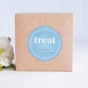 Simple Birthday Treat Favour Modern Ocean Blue Classic Round Sticker