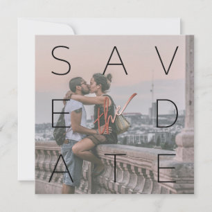 Simple Black 2 Photo Rose Gold Square Wedding Save The Date