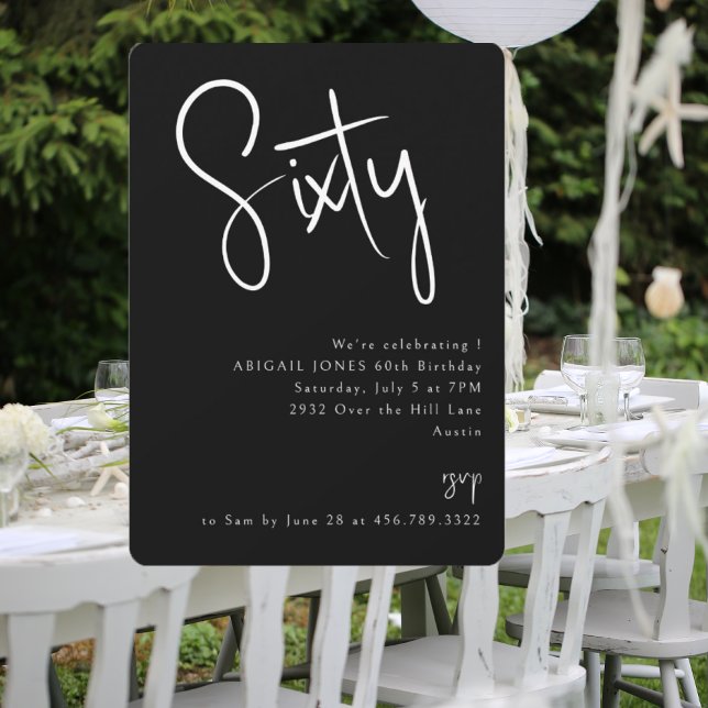Simple Black 60th Birthday Party Invitation (Creator Uploaded)