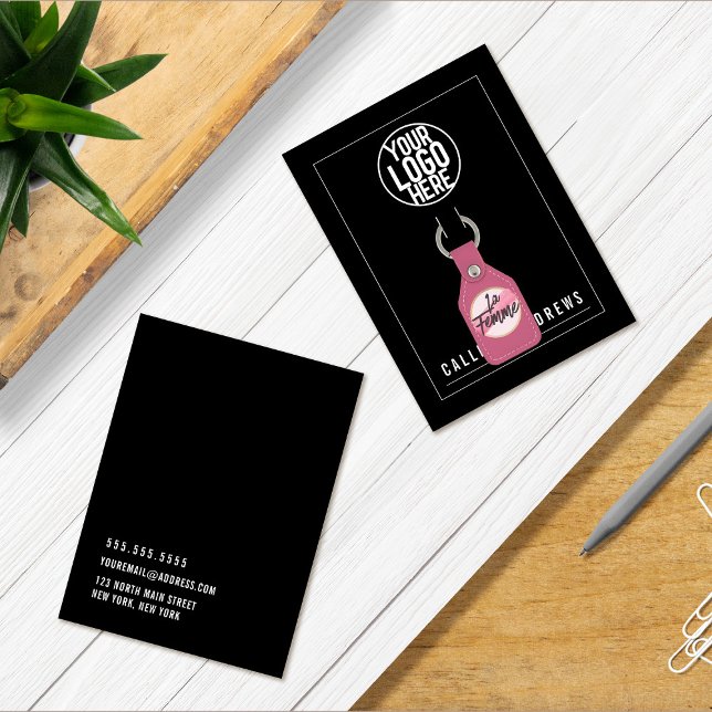 Simple Black Add Your Logo Keychain Display Card (Creator Uploaded)