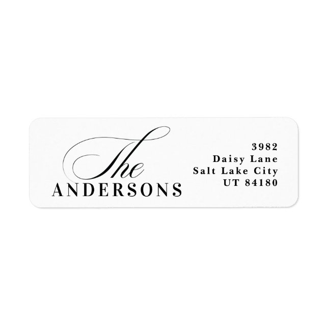 Simple Black Address Label Christmas Holiday (Front)