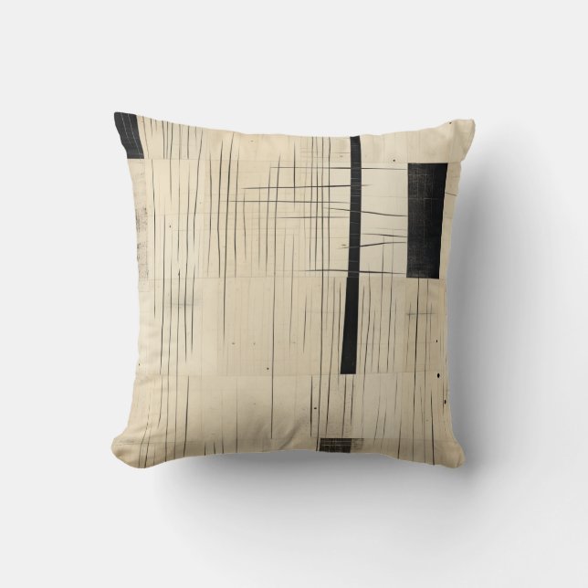 Simple Black and Beige Japandi Cushion (Front)