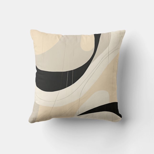 Simple Black and Beige Japandi Cushion (Back)