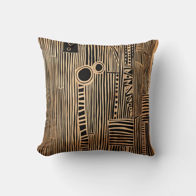Simple Black and Beige Japandi Cushion (Front)