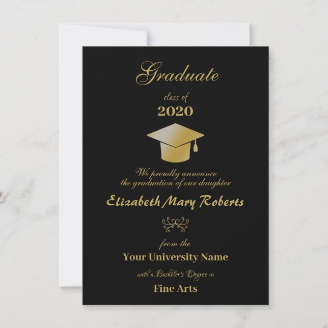 Simple Black and Gold College University Announcement (Front)