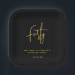 Simple Black and Gold Forty Birthday Party Paper Plate<br><div class="desc">Elegant simple black and white birthday paper plates will be great for birthday celebration. The template can be personalised with a custom name,  number of years,  date of event or any other details. You can also change font colours if you wish.</div>