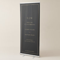 Simple Black and Gold Monogram Elegant Wedding