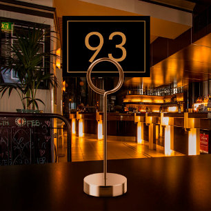 Simple Black and Gold Restaurant Table Number