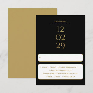 Simple Black And Gold Special Date Wedding RSVP Card