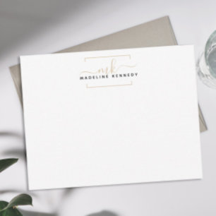 Simple Black and Gold Square Monogram Card